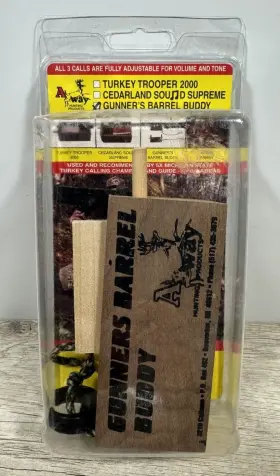 A-way 755234100254 Gunners Barrel Buddy Turkey Call - Gun Mount Push Button New Old Stock A-way 755234100254 Gunners Barrel Buddy Turkey Call - Gun Mount Push Button New Old Stock
