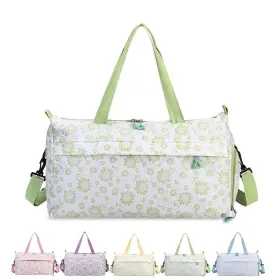 Aikelai Ukcp243 Cute Floral Duffle Bag For Travel Gym Girl/women Waterproof Green
