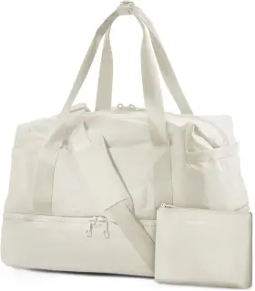 Bm0102006 Bagsmart Weekender Bags For Women Travel Duffel With Shoe Light Beige Bm0102006 Bagsmart Weekender Bags For Women Travel Duffel With Shoe Light Beige