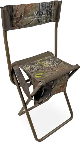 Hch-025-ev-bse Black Sierra Equipment Folding Hunting Stool With Under Seat Storage Pouch X-large Camo
