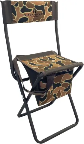 Hch-025 Black Sierra Equipment Folding Hunting Stool With Under Seat Storage Pouch And Og Camo