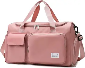 Brand Suruid 790885874802 Travel Yoga Duffel Bag With Shoes Compartment Sports Gym Handbag Pink