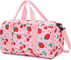 T2020 Btoop Duffle Bag For Girls Kids Overnight Bags Cute Strawberry Cherry-pink