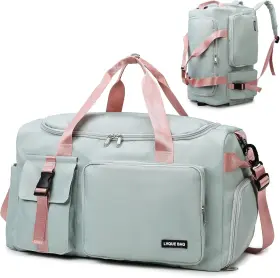 086049 Eslcorri Gym Duffle Bag For Women Men Sports Backpack With Wet And Greenpink