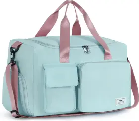 Fd3w21001 Fioretto Womens Gym Duffle Bag With Shoes Compartment 37l Green And Pink