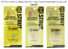 63906219 H.s. Strut Hs Power V Raspy Old Hen Triple Trauma Diaphragm Turkey Calls Lot Of 3 63906219 H.s. Strut Hs Power V Raspy Old Hen Triple Trauma Diaphragm Turkey Calls Lot Of 3