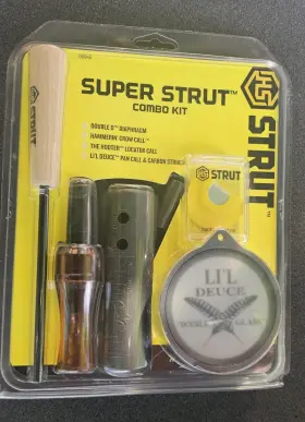 06945 Hunters Specialties Super Strut Combo Kit Turkey Hunting Locator Pan Crow Call 06945 Hunters Specialties Super Strut Combo Kit Turkey Hunting Locator Pan Crow Call