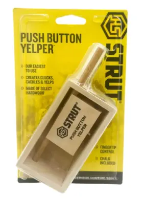 56w2 Hunters Specialties Strut Wooden Push Button Yelper Turkey Call Chalk Included