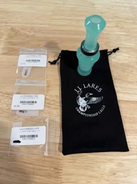 Jjlhybreed-1335 J.j. Lares Teal Duck Call With Drawstring Bag And 3 Hybrid Reeds
