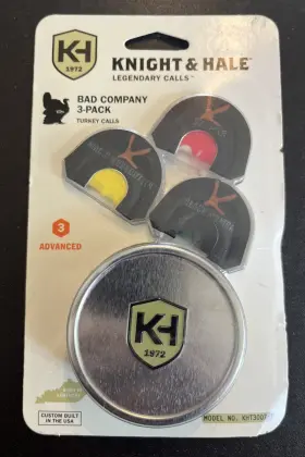 Knight & Hale 049443947015 And Kh Bad Company 3-pack Of Turkey Calls With Metal Case Made In Usa
