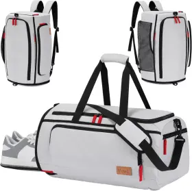 24289 Lifewit Gym Bag For Men And Women With Shoe Compartment 40l Carry Silver Gray