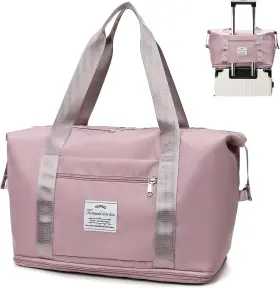 F000 Newind Lightweight Expandable Double Shoulder Strap&capacity Travel Duffel Bag Pink