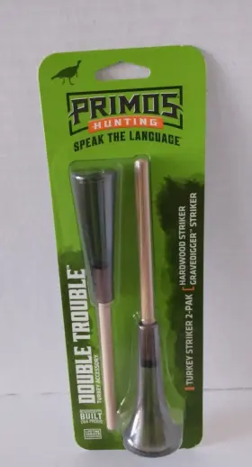 Primos 010135030391 Turkey Call Strikers Inch Double Trouble 2-pak Hardwood / Gravedigger New Primos 010135030391 Turkey Call Strikers Inch Double Trouble 2-pak Hardwood / Gravedigger New