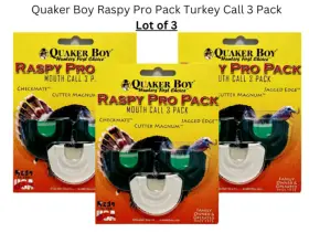 19106 Quaker Boy Raspy Pro Turkey Call 3pk Checkmate Cutter Magnum Jagged Edge Lot 19106 Quaker Boy Raspy Pro Turkey Call 3pk Checkmate Cutter Magnum Jagged Edge Lot
