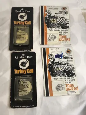 Quaker Boy 040191111031 2 Vintage Twin Diaphragm Turkey Calls And Penns Woods Tone Savers