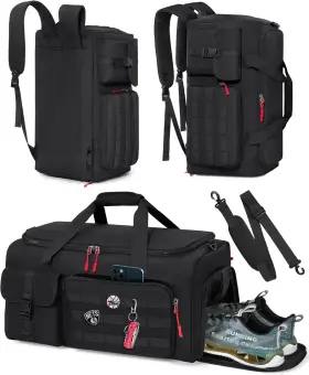 5661 Rainsmore Gym Bag For Men 45l Sports Travel Duffel With Shoe And Black