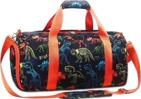 Rh-lxbxh001 Rhcpfovr Gym Travel Duffle Bag For Boys - Sports Dance With Shoe Orange Dinosaur