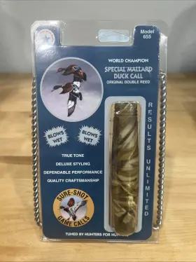 Sure Shot 081265006556 New Vintage World Champion Special Mallard Duck Call #655 Double Reed Sure Shot 081265006556 New Vintage World Champion Special Mallard Duck Call #655 Double Reed