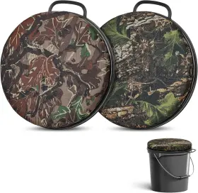 Ew-tessco-1005 Tessco For You 2 Pcs 5 Gallon Bucket Swivel Lid Camo Seat Cushion Camouflage Ice Fishing