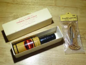 146-g Thomas Goose Call Standard With Box Faulks Double Lanyard Hunting Vintage 146-g Thomas Goose Call Standard With Box Faulks Double Lanyard Hunting Vintage