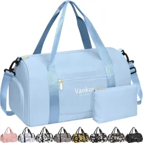 Medium-17.50 Vankor 221104-mb-3 Gym Bag For Women With Shoe Compartment Waterproof Inch Blue