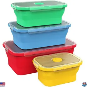 B071jvt2hc Vremi Silicone Food Storage Containers Set Of 4 Bpa Free Collapsible Microwave Safe