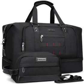 B696-noir Witzman Travel Duffle Bags For Men Weekender With Toiletry Bag Black B696-noir Witzman Travel Duffle Bags For Men Weekender With Toiletry Bag Black