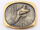 Solid Bronze Quail Sl Knight 1980S Bts Vintage Belt Buckle W/box Used. Price: $80.00.