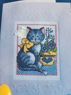 Cross Stitch Cute Kitty With Pot Of Pansies Greeting Card #817 Design Works New. Price: $21.00.