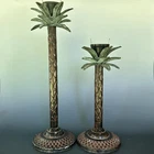Vintage Palm Tree Candle Holders Hollywood Regency Safari Lodge Colonial Pair Used. Price: $49.90.