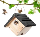 Dreyoo Wooden Wren Bird House 1-1/8" Hole Hanging Pine Black. Price: $29.99.
