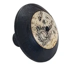 Wood Drawer Pull Flower Mahogany Round Chinese Engraved Bone Inlay Words. Price: $10.26.
