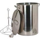 King Kooker Turkey Pot Stainless Steel Lid Lifting Hook Thermometer 30 Qt. Cap. New. Price: $99.50.