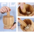 Wooden Mortar And Pestle Set With Cover: 11.8X9.8CM Herbs & Spices Masher Grind New. Price: $29.95.