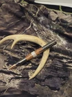 Hand Turned Bolt Action Pen - Sapele Deer Antler Body, Gunmetal Tone Accents New. Price: $35.00.
