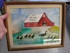Red Barn & Ducks Water Color Painting By Gladys St Aubin 1995 Dexter Mo Folk Art Used. Price: $59.90.