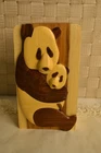 Panda Bear, Mom & Baby, Wood Carving Puzzle Box, Carver Dan's, Handcrafted New. Price: $40.00.