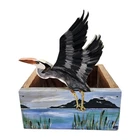 Hand Painted Wood Box Redbud Audubon Society Heron Days 2000 Bird Used. Price: $24.00.