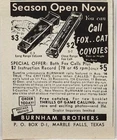 1966 Burnham Brothers Fox Cat Coyotes Calls Hunting Mcm Print Ad Marble Falls Tx Used. Price: $15.00.