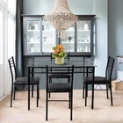 Gymax 5 Piece Dining Set Glass Top Table & 4 Upholstered Chairs Kitchen Room Fur New. Price: $269.00.