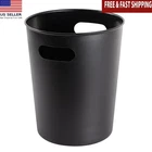 Matte Black Plastic Wastebasket Cut Out Handles 2.64 Gal Rich Collection New. Price: $13.49.