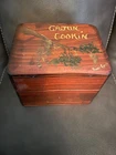 Vintage 1950S Handmade Cedar Wood Recipe Box With "cajun Cooking" Painting Used. Price: $27.50.