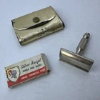 Gillette Vintage Double Edge Safety Razor With Silver Knight Blades & Case Used. Price: $10.49.