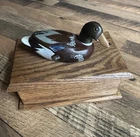 Vtg Wooden Trinket Box With Painted Mallard Duck Hunting Outdoors Used. Price: $14.00.