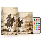 Western Desert Cowboy Flameless Candles With Remote Control Timer, Adjust... New. Price: $40.65.