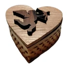 Handcrafted Heart Shaped Wooden Box Pine, Walnut, Oak & Cherry Cupid Design New. Price: $21.77.