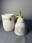 Rae Dunn Honey Pot With Stick & Let Bee Yong Inc Mug Beautiful Set Used. Price: $22.95.