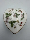 Wedgwood Bone China Heart Shaped Wild Strawberry Trinket Box England Used. Price: $10.19.